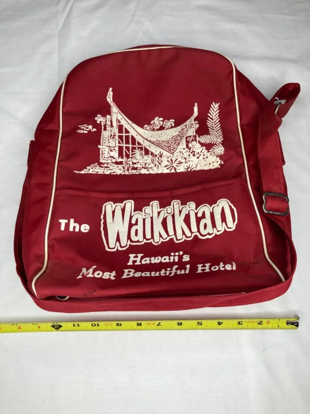 Vintage Waikikian Hotel Shoulder Bag Hawaii Vacation Souvenir Tote Travel